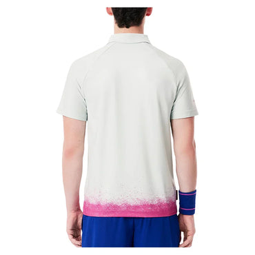 Men`s Roland Garros Medvedev On Court Mesh Tennis Polo Pale Green and Malva LACOSTE