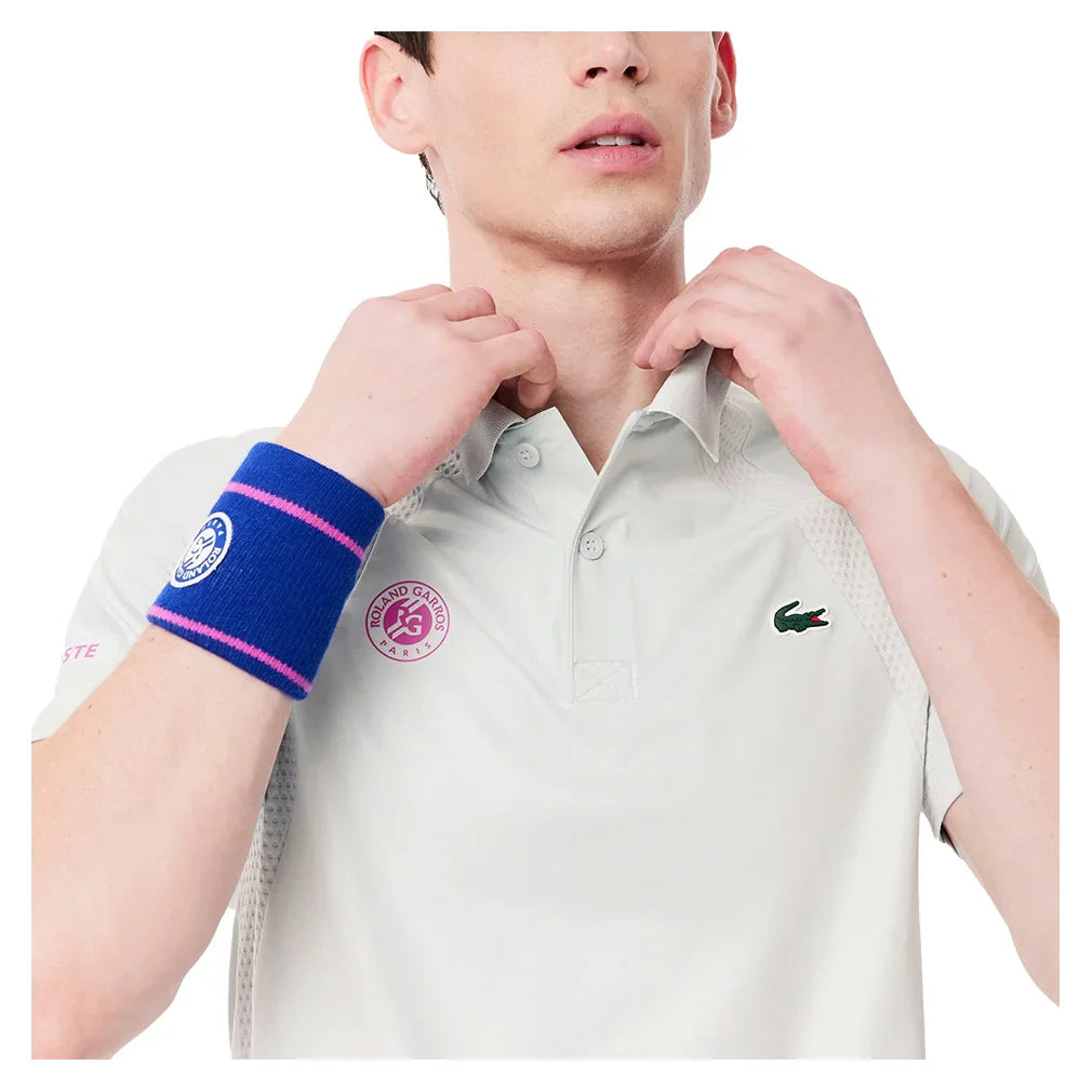 Men`s Roland Garros Medvedev On Court Mesh Tennis Polo Pale Green and Malva LACOSTE