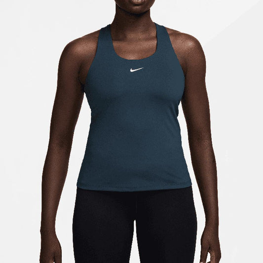 Women`s Swoosh Medium-Support Padded Sports Bra Tank Armory Navy and White NIKE XS Blue