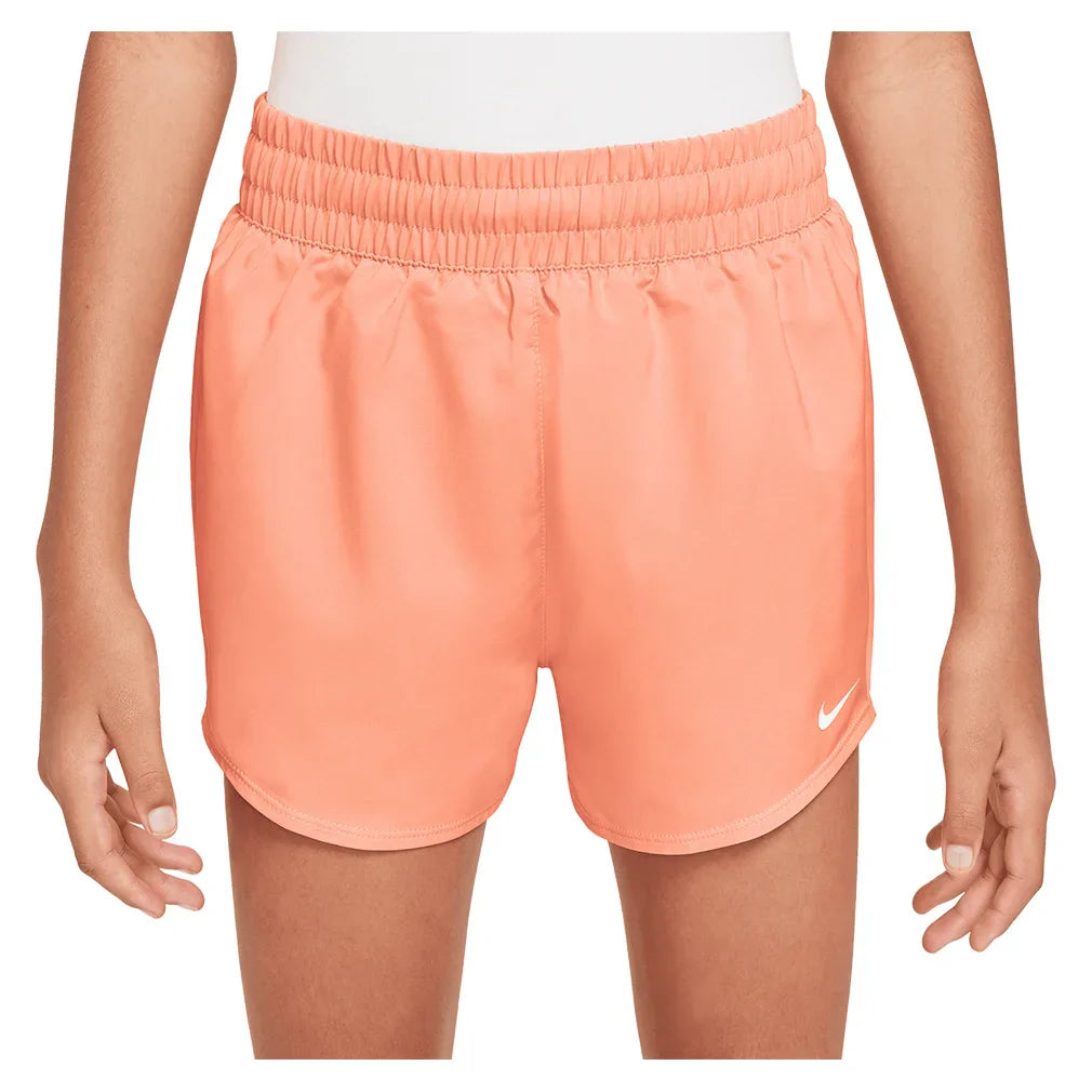 Girls` Dri-FIT High-Waisted Woven 3 Inch Training Shorts NIKE M 844_APRICOT_AGATE