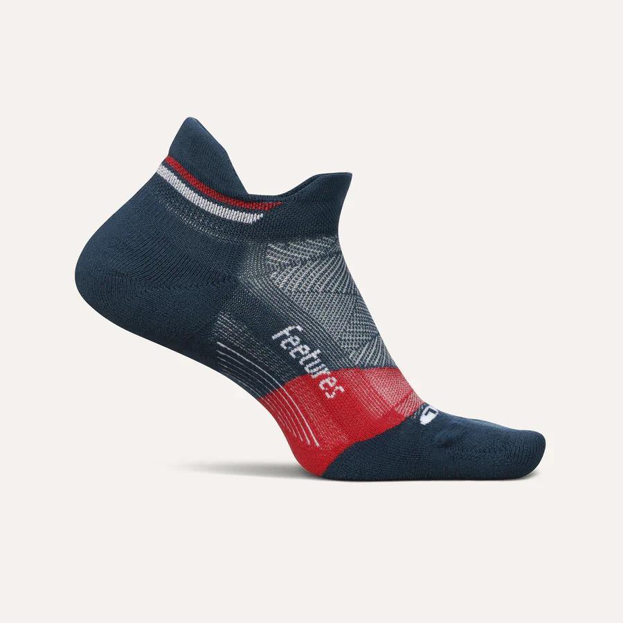 Elite Light Cushion No Show Tab Socks USA Navy Socks FEETURES