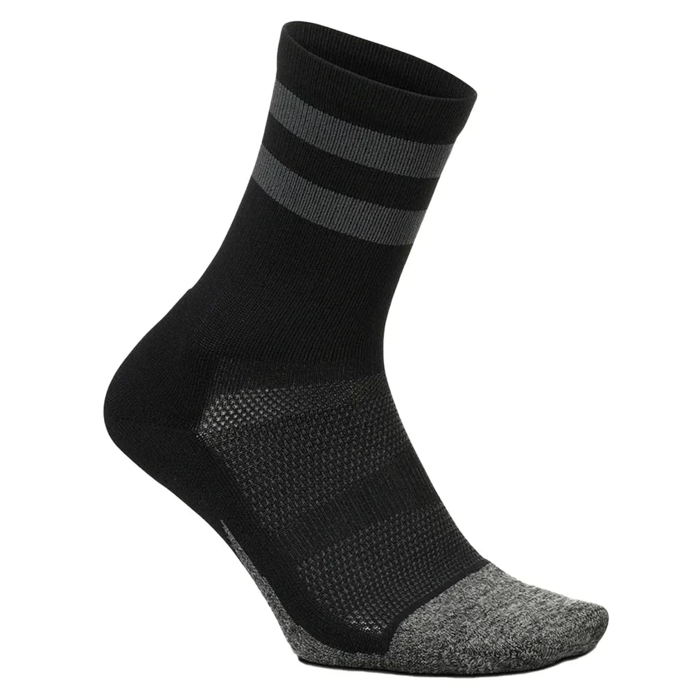 Elite Light Cushion Mini Crew Socks Black High Top Stripe FEETURES M
