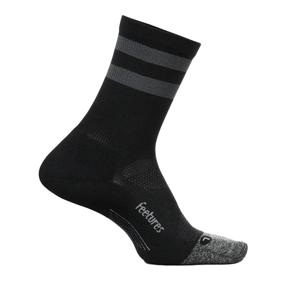 Elite Light Cushion Mini Crew Socks Black High Top Stripe FEETURES