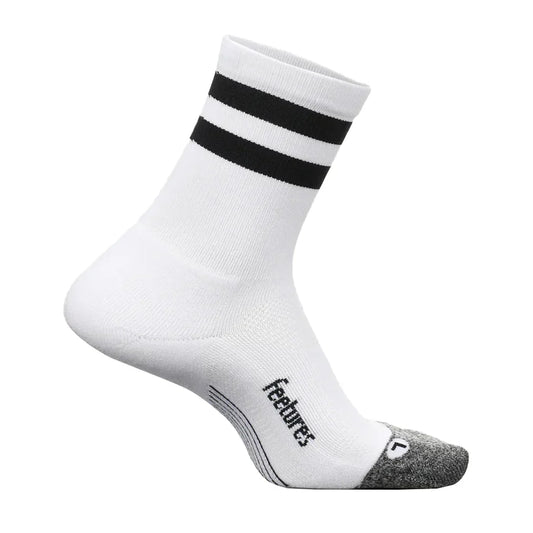 Elite Light Cushion Mini Crew Socks White High Top Stripe FEETURES M