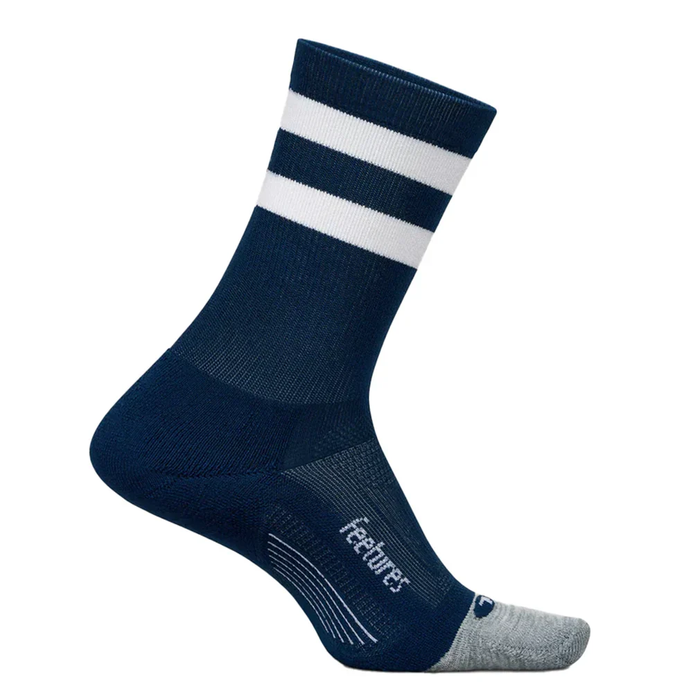 Elite Light Cushion Mini Crew Socks Navy High Top Stripe FEETURES