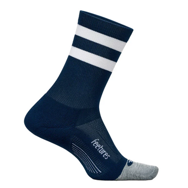 Elite Light Cushion Mini Crew Socks Navy High Top Stripe FEETURES