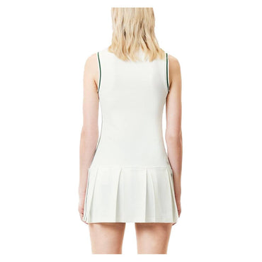 Women`s Tennis Dress with Removable Pique Shorts White and Sinople WOMENS APPAREL LACOSTE