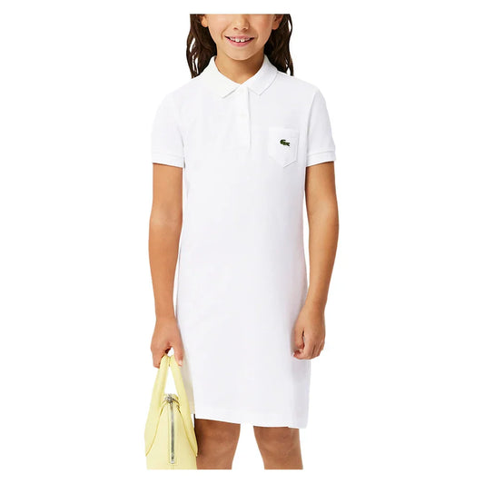 Girls' Polo Style Cotton Tennis Dress LACOSTE White 6A