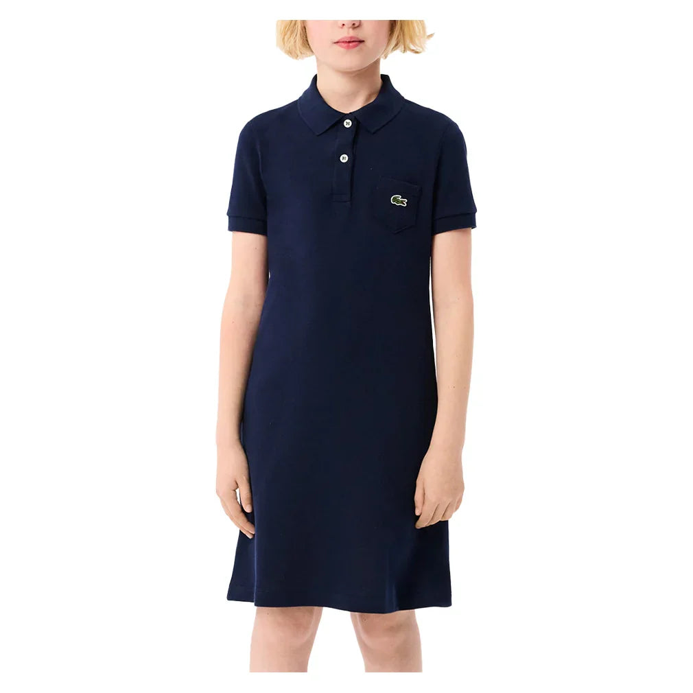 Girls' Polo Style Cotton Tennis Dress LACOSTE Blue 6A