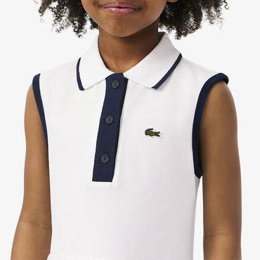 Girls' MIni-Pique Tennis Dress Blanc LACOSTE