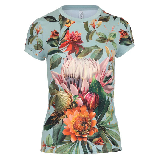 Women`s Harper Short Sleeve Tennis Top Veridian Print INPHORM XS