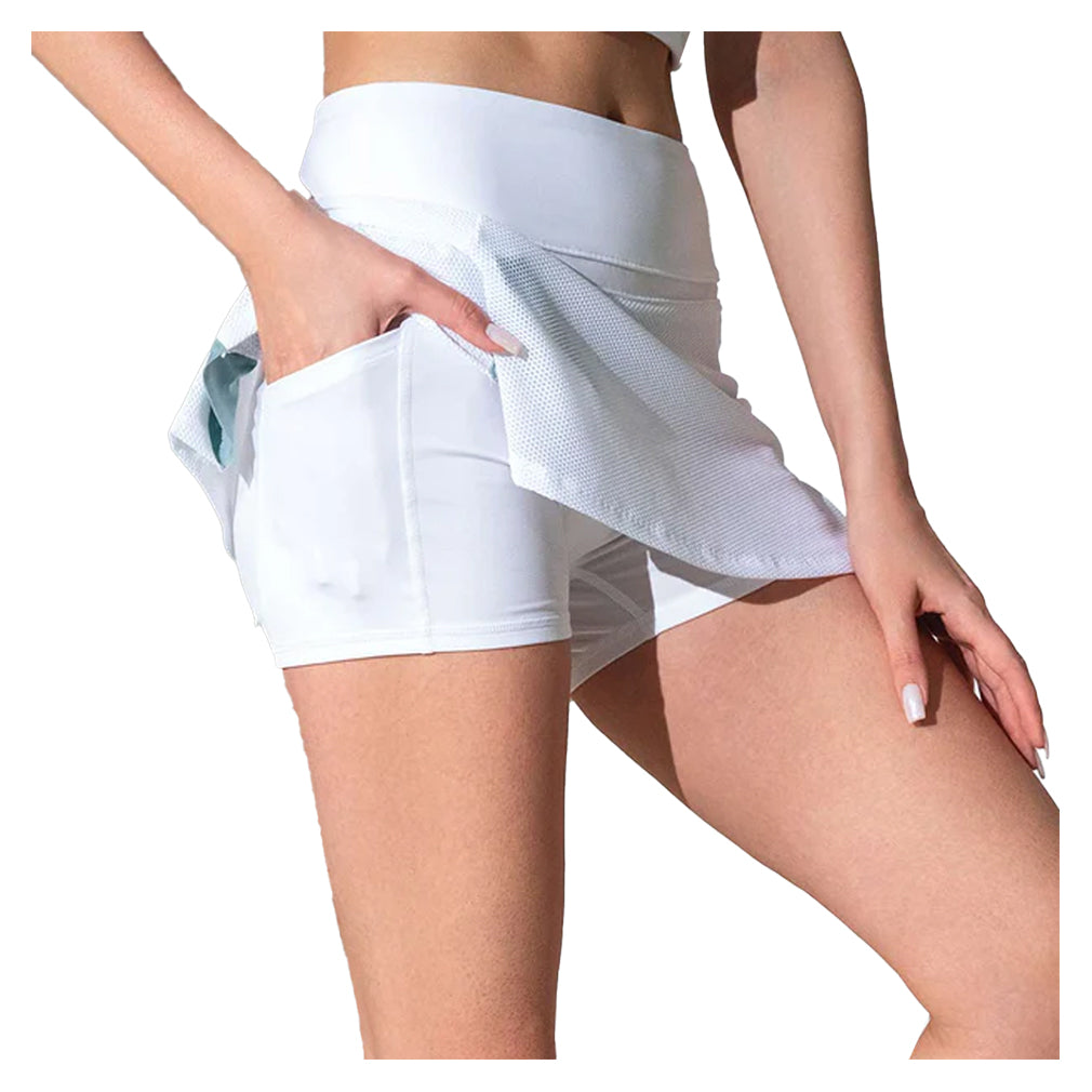 Women`s Anna 13.5 Inch Tennis Skort White and Veridian INPHORM