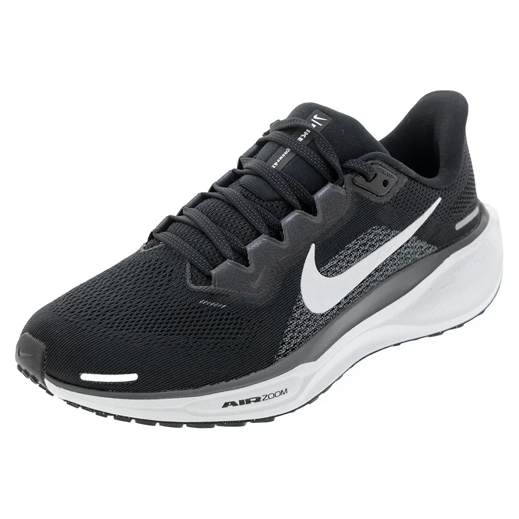 Men`s Pegasus 41 Running Shoes Black and White NIKE 6 Black