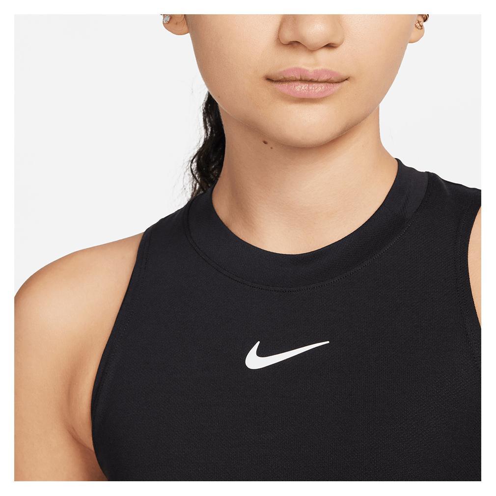 Women's Dri-Fit Advantage Tennis Tank Black and White Womens Apparel NIKE L