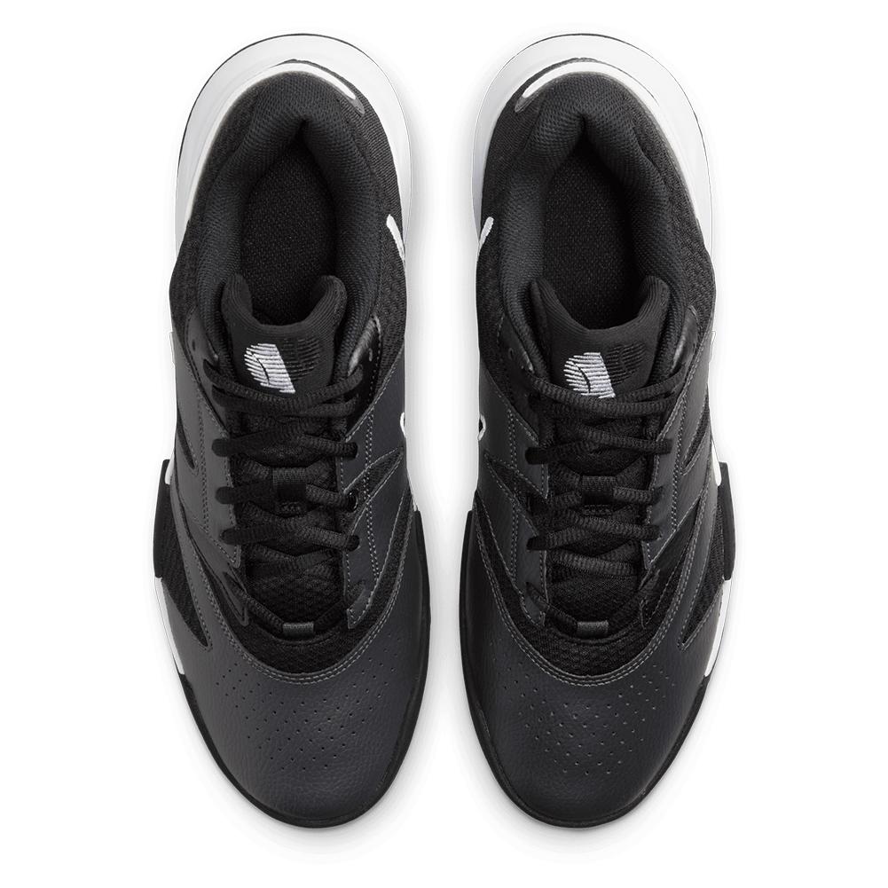 Juniors' Court Lite 4 Tennis Shoes Black and White Top Tennis Shoes NIKE