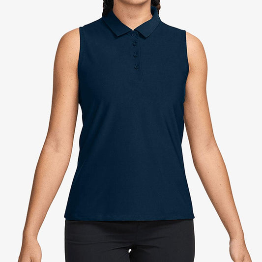 Women`s Dri-Fit Victory Sleeveless Tennis Polo Armory Navy and White NIKE XS Blue
