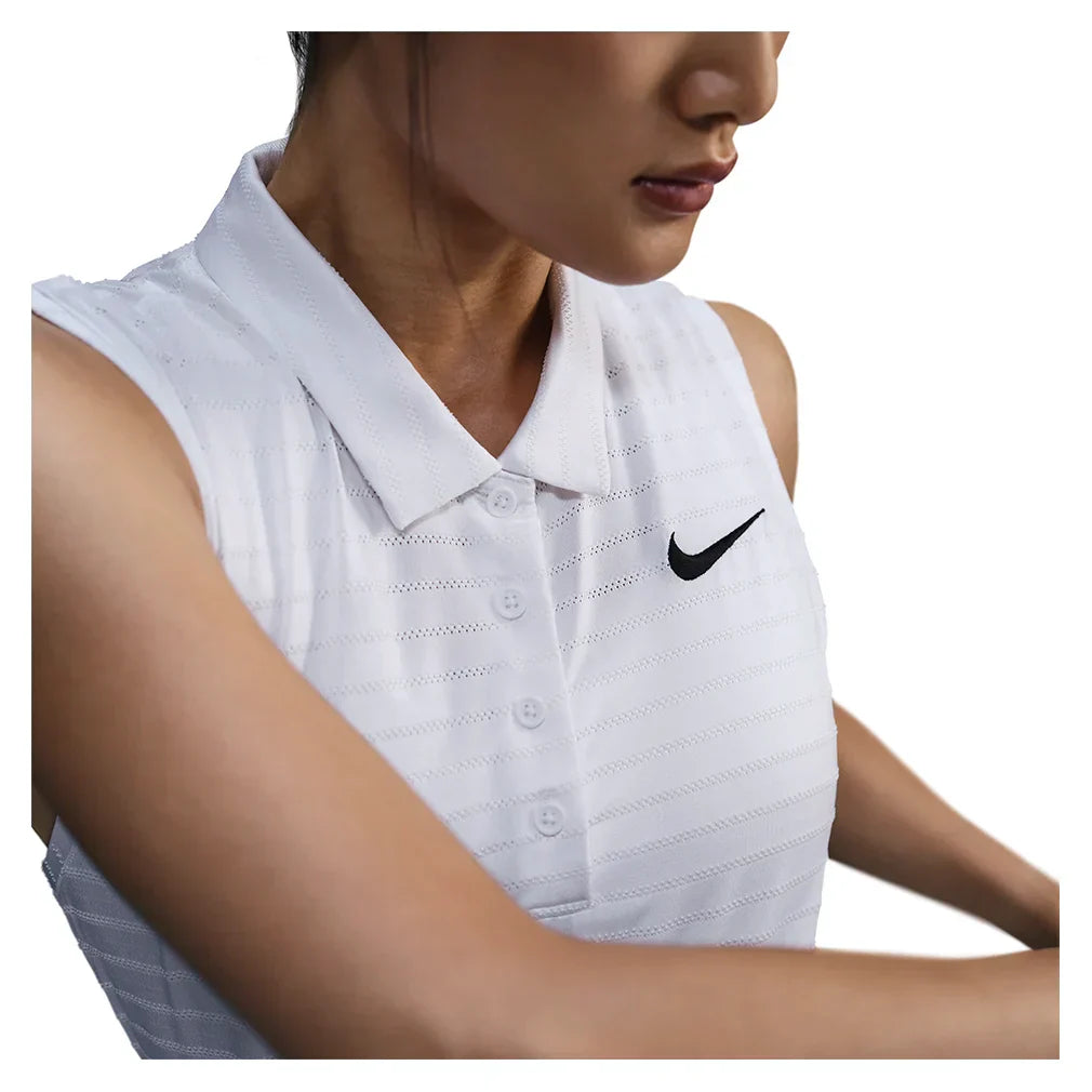 Women`s Dri-Fit Victory Sleeveless Striped Tennis Polo NIKE