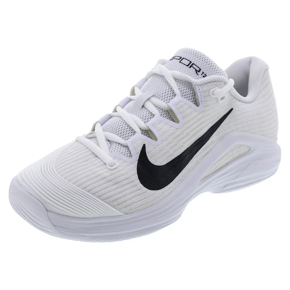 Mens Zoom Vapor 12 Tennis Shoes White and Black NIKE 6 White