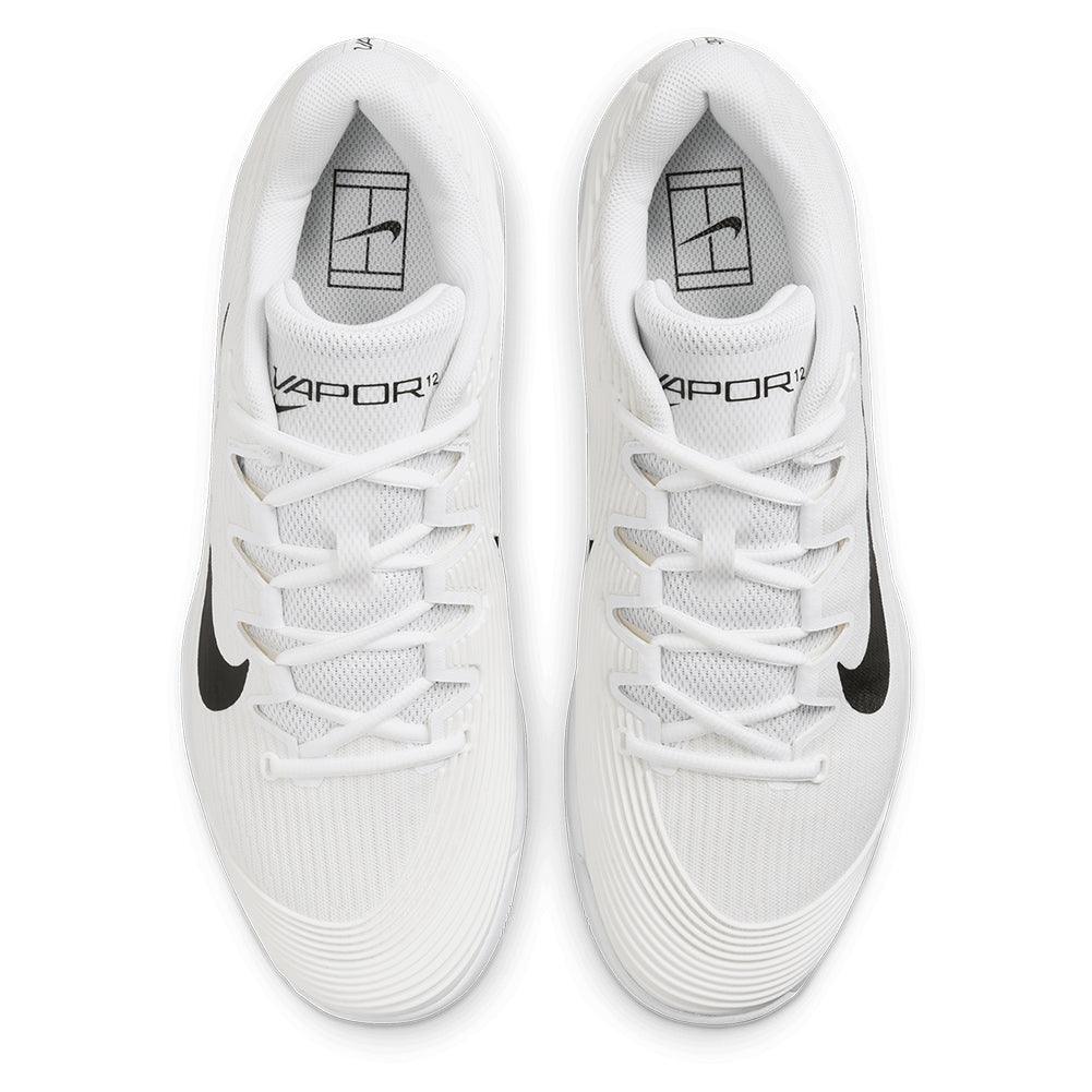 Mens Zoom Vapor 12 Tennis Shoes White and Black NIKE