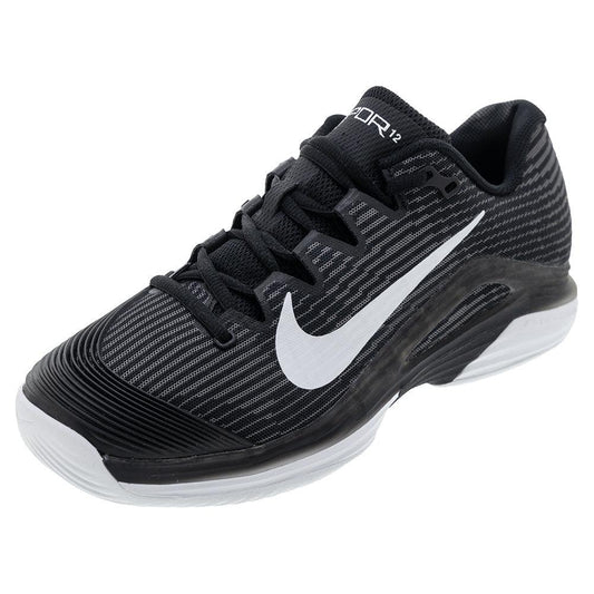 Women`s Zoom Vapor 12 Tennis Shoes Black and White NIKE 5 Black