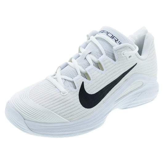 Women`s Zoom Vapor 12 Tennis Shoes White and Black NIKE 5 White