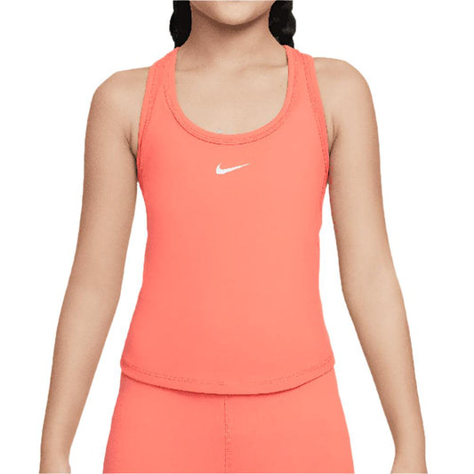 Girls' One Dri-Fit Tennis Tank Magic Ember and White NIKE XS Orange