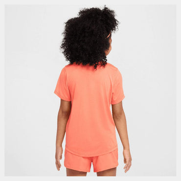 Girls' One Dri-Fit Short Sleeve Tennis Top Magic Ember and White NIKE