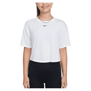 Girls` One Relaxed Dri-FIT Short-Sleeve Top NIKE XS 100_WHITE/BK