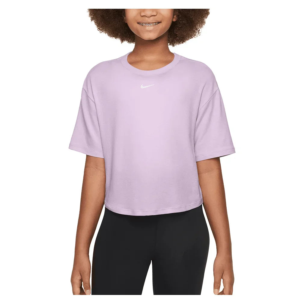 Girls` One Relaxed Dri-FIT Short-Sleeve Top NIKE XS 537_DOLL