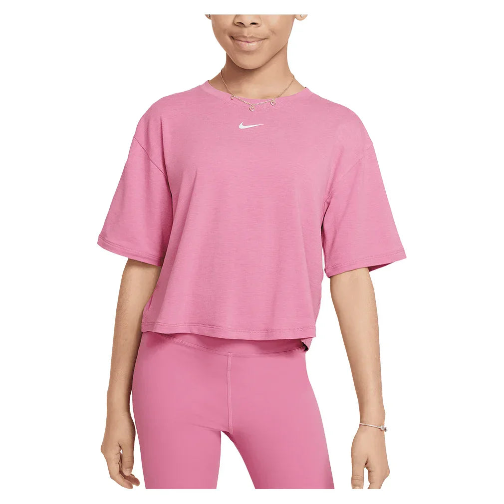 Girls` One Relaxed Dri-FIT Short-Sleeve Top NIKE XS 646_MAGIC_FLAMINGO
