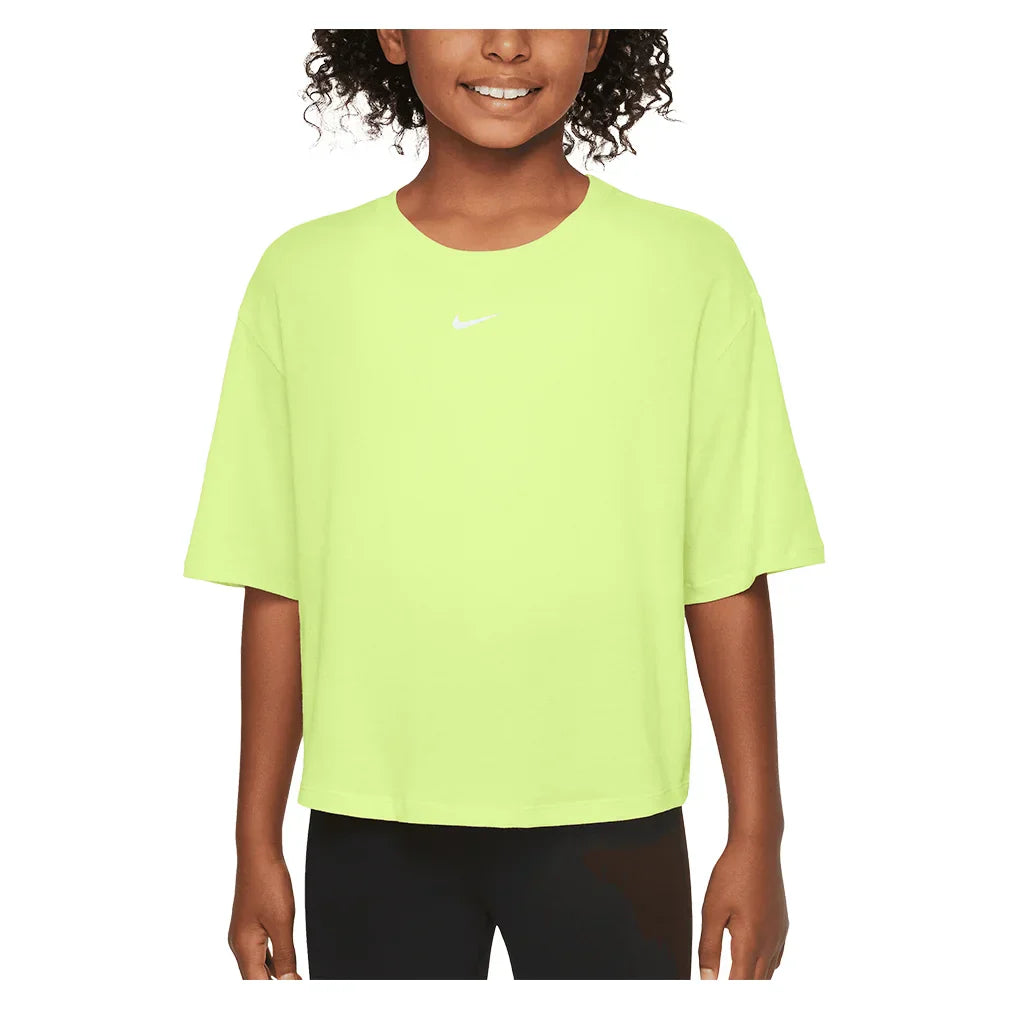 Girls` One Relaxed Dri-FIT Short-Sleeve Top NIKE XS 736_LT_LEMON_TWIST