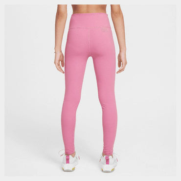 Girls' One Dri-Fit High Waisted Tennis Leggings Magic Flamingo and White NIKE