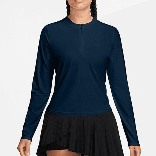 Women`s Dri-Fit Advantage Midlayer Long Sleeve Tennis Top Armory Navy NIKE XS