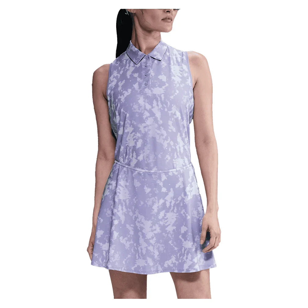 Women`s Dri-FIT Victory Sleeveless Print Tennis Polo Lilac Ice and White NIKE XS LILAC_ICE/WT