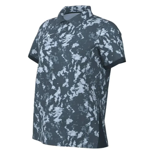Women`s Dri-FIT Victory Short Sleeve Print Tennis Polo Armory Navy and White NIKE XS ARMORY_NAVY/WT