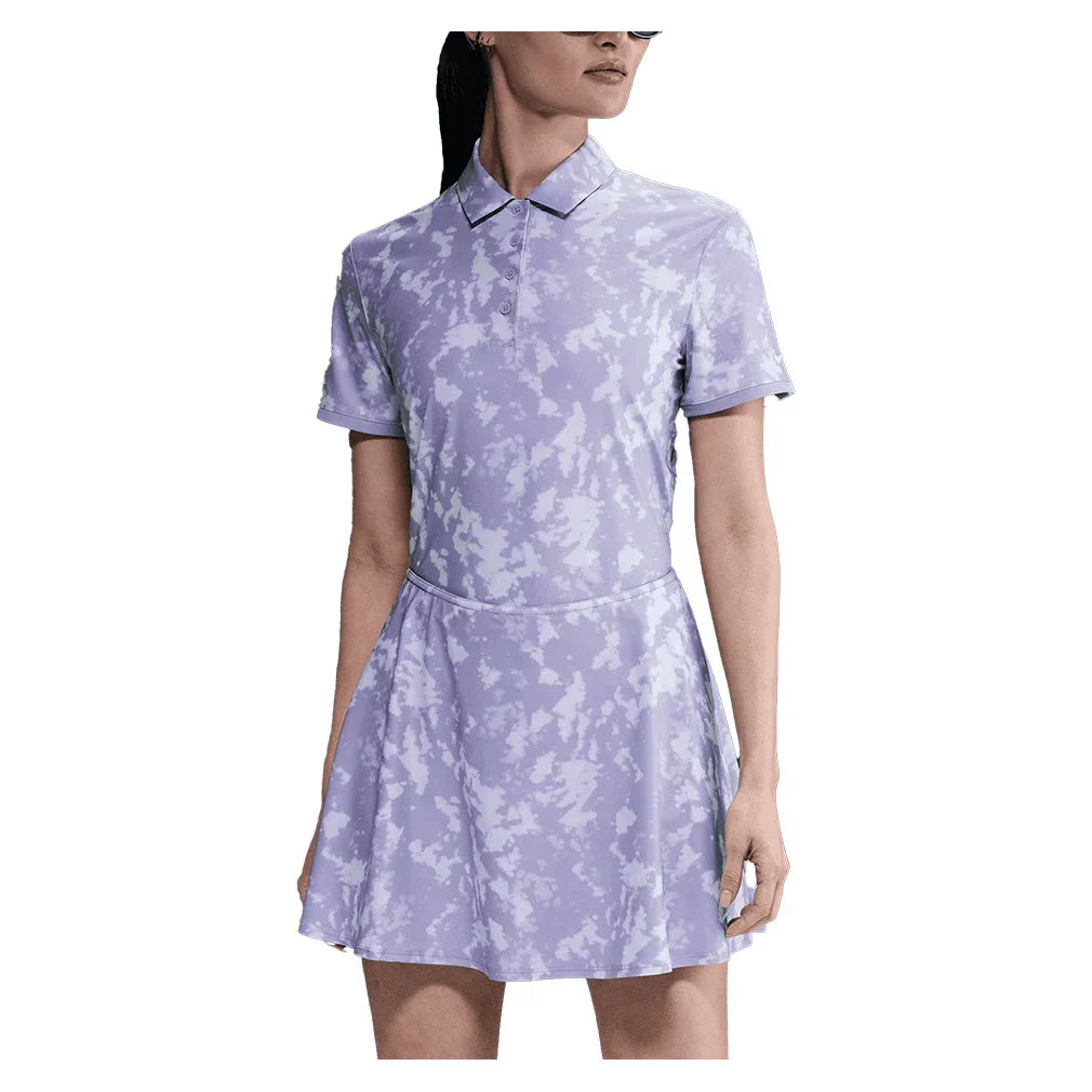 Women`s Dri-FIT Victory Short Sleeve Print Tennis Polo Lilac Ice and White NIKE XS LILAC_ICE/WT