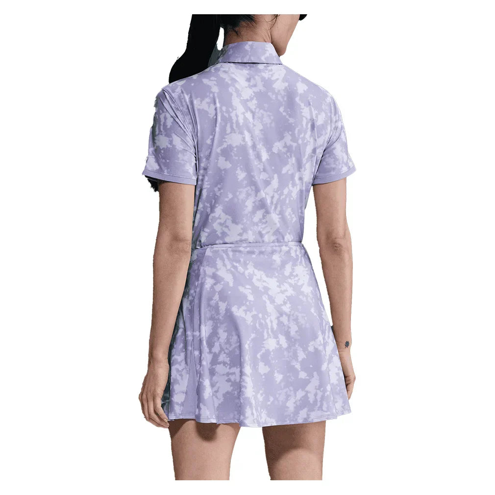 Women`s Dri-FIT Victory Short Sleeve Print Tennis Polo Lilac Ice and White NIKE