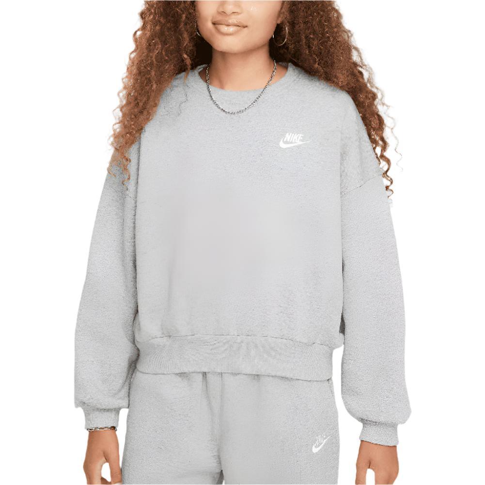 Girls' Sportswear Club Fleece Crew Neck Sweatshirt NIKE XL 063_GREY_HEATHER/WHT