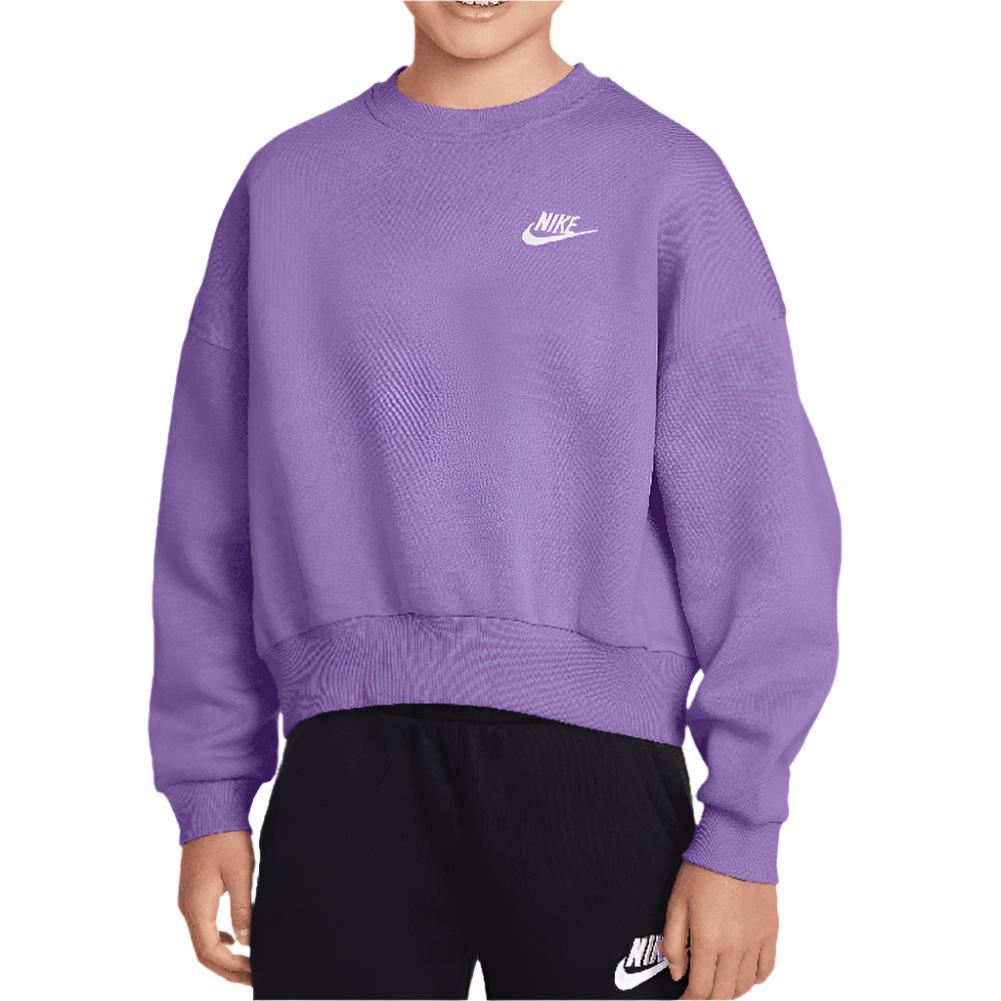 Girls' Sportswear Club Fleece Crew Neck Sweatshirt NIKE XL 532_RUSH_FUCHSIA/WHT