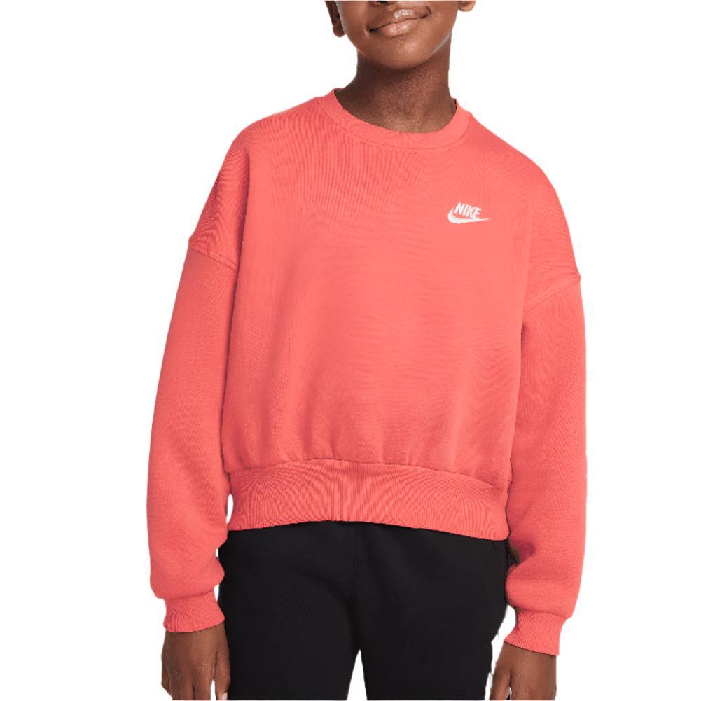 Girls' Sportswear Club Fleece Crew Neck Sweatshirt NIKE XL 814_MAGIC_EMBER/WHT