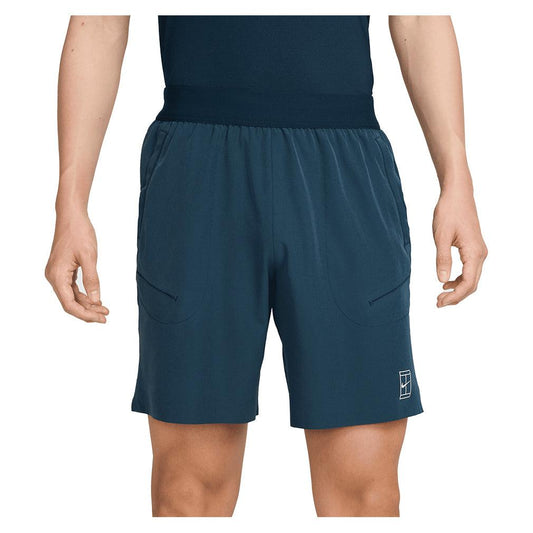 Men`s Dri-Fit Advantage 8 inch Tennis Short Armory Navy and White MENS APPAREL NIKE XS