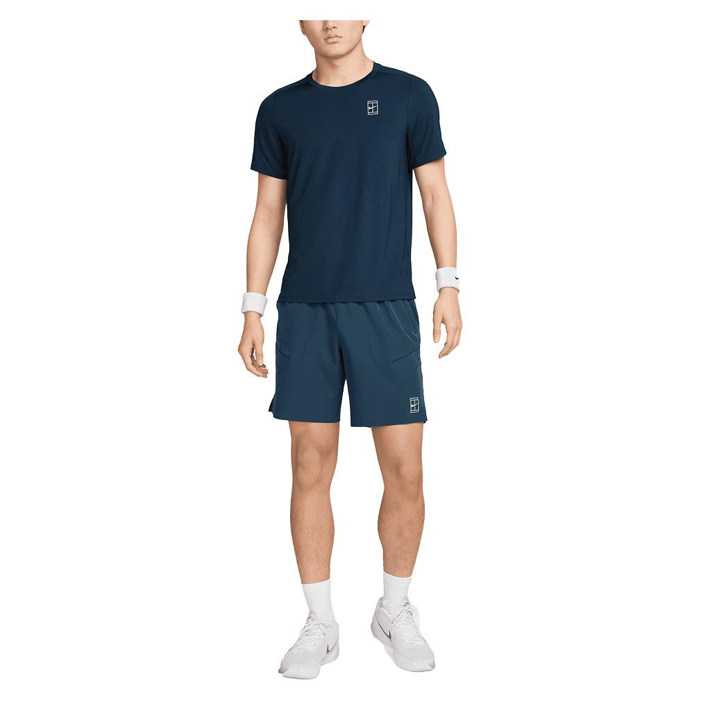 Men`s Dri-Fit Advantage 8 inch Tennis Short Armory Navy and White MENS APPAREL NIKE