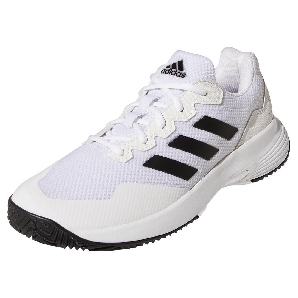 Men's GameCourt 2 Tennis Shoes Footwear White and Core Black Super Sale ADIDAS 8 White
