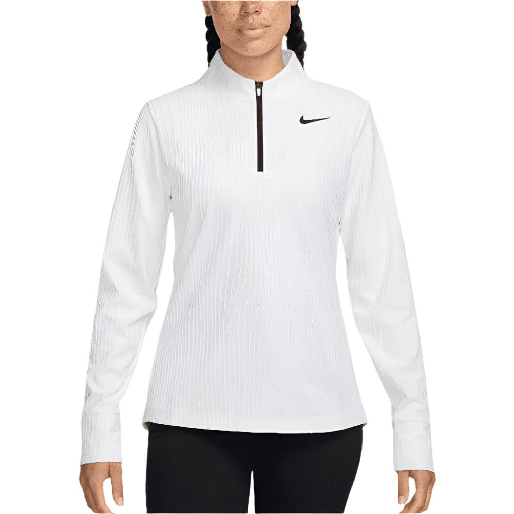 Women`s Dri-Fit Advantage Tour 1/2 Zip Long Sleeve Tennis Top NIKE M 100_WHITE/BLACK