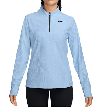 Women`s Dri-Fit Advantage Tour 1/2 Zip Long Sleeve Tennis Top NIKE XS 422_PSYCHIC_BLUE/BLK