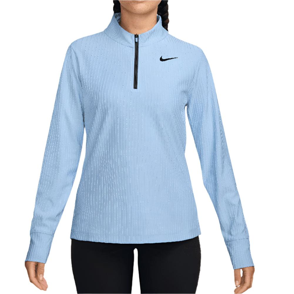 Women`s Dri-Fit Advantage Tour 1/2 Zip Long Sleeve Tennis Top NIKE XS 422_PSYCHIC_BLUE/BLK