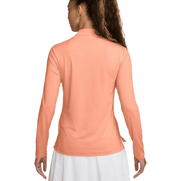 Women`s Dri-Fit Victory 1/2 Zip Long Sleeve Tennis Top Apricot Agate and White NIKE
