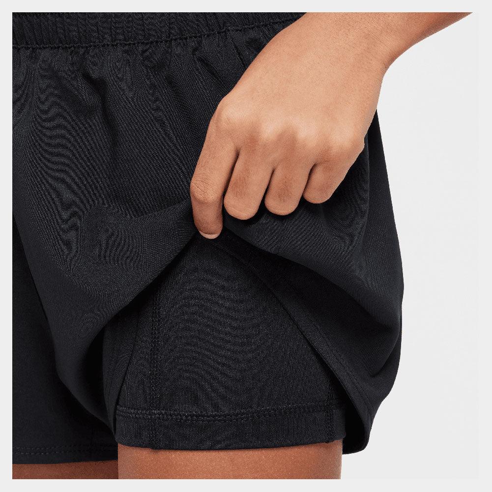 Girls' One Dri-Fit 2in1 3 inch Tennis Shorts Black and White NIKE