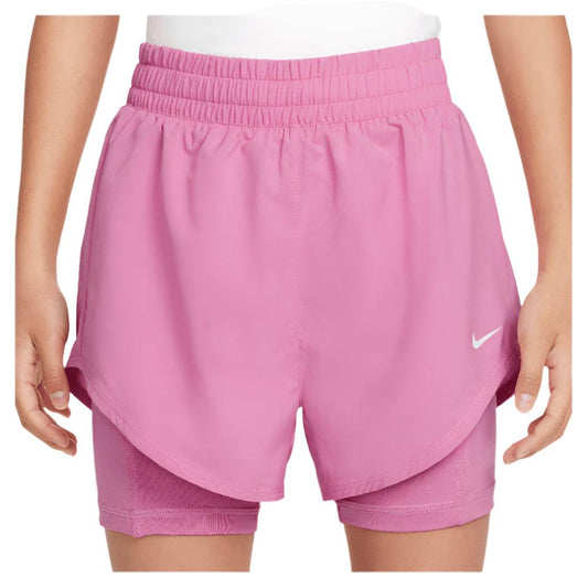 Girls' One Dri-Fit 2in1 3 inch Tennis Shorts Magic Flamingo and White NIKE XS Pink