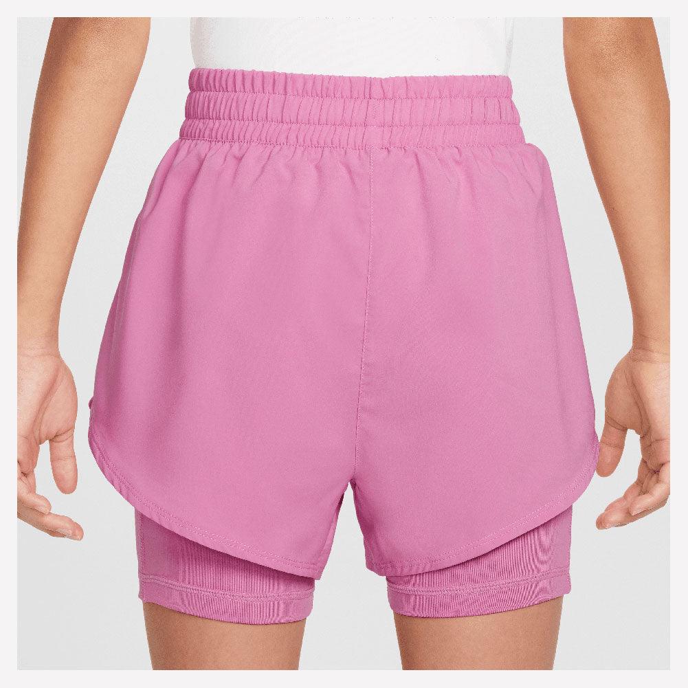 Girls' One Dri-Fit 2in1 3 inch Tennis Shorts Magic Flamingo and White NIKE